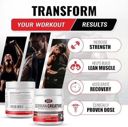 German Creatine Micronized Creatine Monohydrate Powder for Strength, 270g | 99.99% Pure Creapure for Muscle Growth & Performance