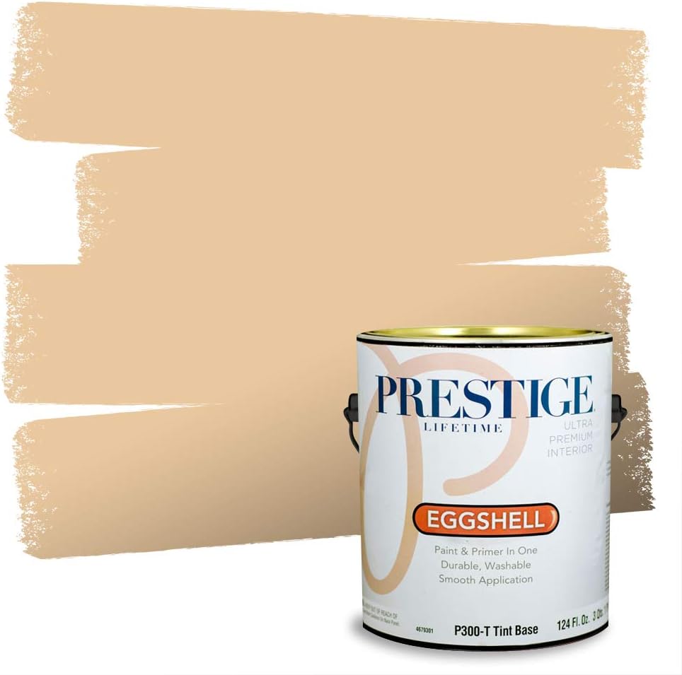 PRESTIGE Paints Exterior Paint and Primer In One, 1-Gallon, Satin, Comparable Match of Sherwin Williams* Cachet Cream*