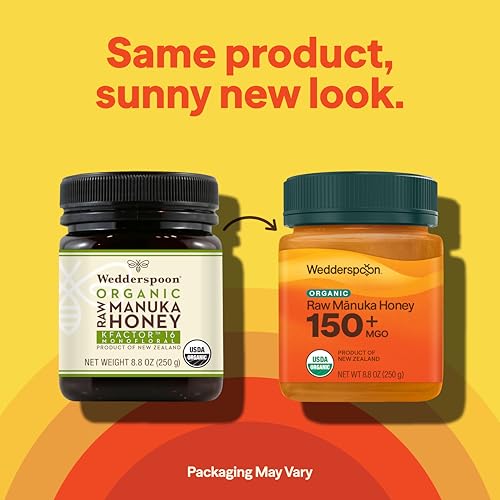 Wedderspoon Raw Manuka Honey 150+ MGO, 17.6 Oz, Unpasteurized New Zealand Honey, Non-GMO, BPA-Free Jar, Superfood & Natural Wellness Support | Unpasteurized New Zealand Honey, Non-GMO, BPA-Free Jar, Superfood & Natural Wellness Support