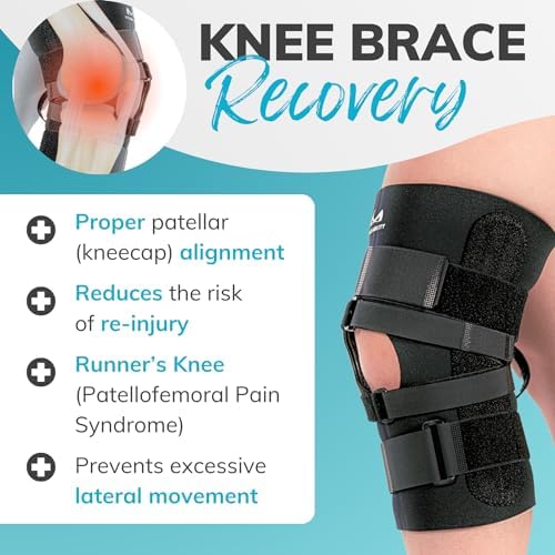 BraceAbility J Patella Knee Brace - Lateral Patellar Stabilizer with Medial and J-Lat Support Straps for Dislocation, Subluxation, Patellofemoral Pain
