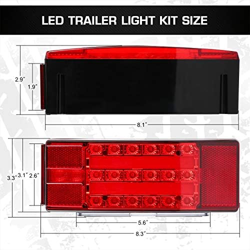 New Submersible LED Trailer Light Kit, Super Bright Brake Stop Turn Tail License Lights for Camper Truck RV Boat Snowmobile Over 80" Inches