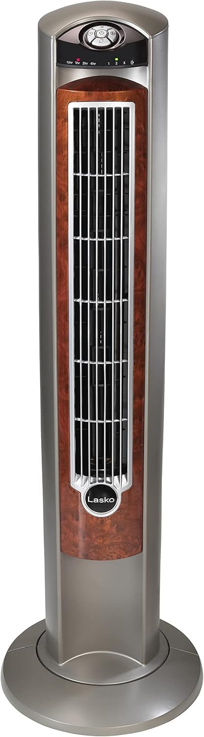 Lasko Oscillating Tower Fan with Remote - 42" - T42951 - Silver | Quiet Standing Fan for Bedroom, Office, and Home, 3 Speeds, Timer, Powerful Cooling Air, Nighttime setting, Space-Saving