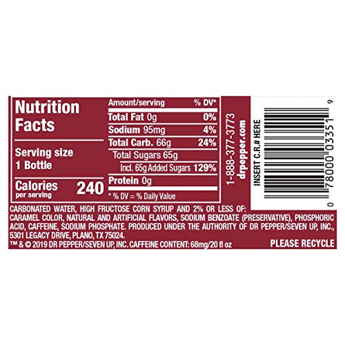 Dr Pepper Cream Soda, 20 oz 24 Pack