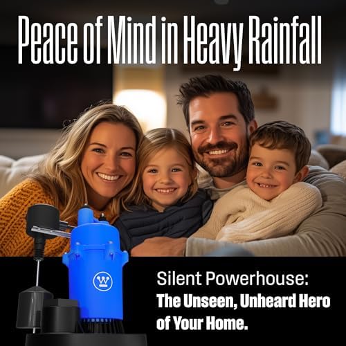 Westinghouse Sump Pump 1/2 HP 69 GPM Submersible Water Pump Thermoplastic Portable Utility Pump High Flow Water Removal for Swimming Pool Garden Pond Basement Window Wells with 10ft Long Power Cord
