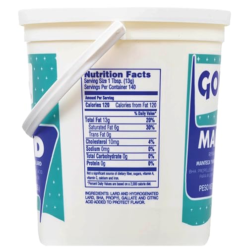 Goya Manteca Lard for Cooking and Baking, Rich Flavor for Tamales, 4 Pound | Bulk 4 Pound Tub, Premium Pork Fat, Rich Flavor for Tamales, Empanadas, And Pastries, Enjoy Any Time of Day, Great Taste