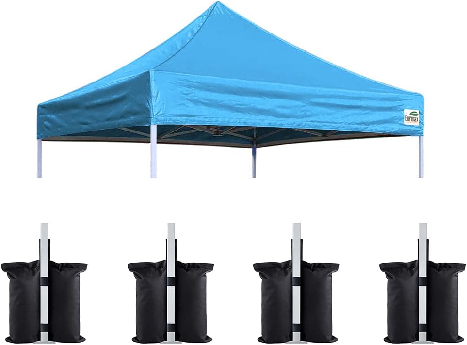 Eurmax USA 10x10 Pop Up Canopy Replacement Top,Universal Instant Canopy Cover ONLY,Heavy Duty UPF 50+ UV Protection,Water & Wind Resistant Tarp,30+ Colors Available,Bonus 4 Sand Bags (White)