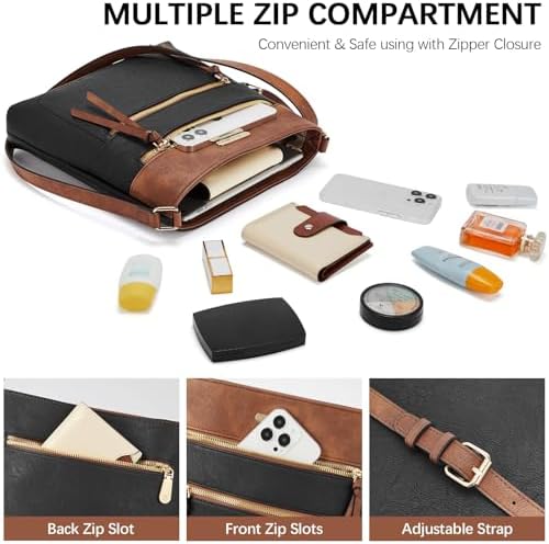 BOSTANTEN Crossbody Purses for Women Medium Shoulder Bag Quilted Handbags with Zipper Pocket