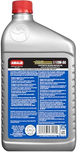 Pro High Performance Synthetic Blend 15W-50 Motor Oil (160-75636-56) 1 Quart Bottle, Pack of 12 | Made in USA