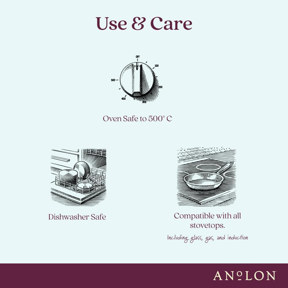 Anolon Nouvelle Stainless Steel Cookware Pots and Pans Set, 10 Piece | Stainless Steel Cookware Set with Lids, Oven Safe to 500°F, Durable Everyday Cooking, Dishwasher Safe