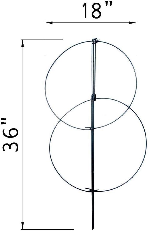 MTB Supply 5 Pack 36" x 18" Peony Double Ring Plant Support,Plant Support Stakes for Tomatoes Peony Lily Rose Plant Support Rings Peony Cages for Outdoor Plants Flowers Vegetables