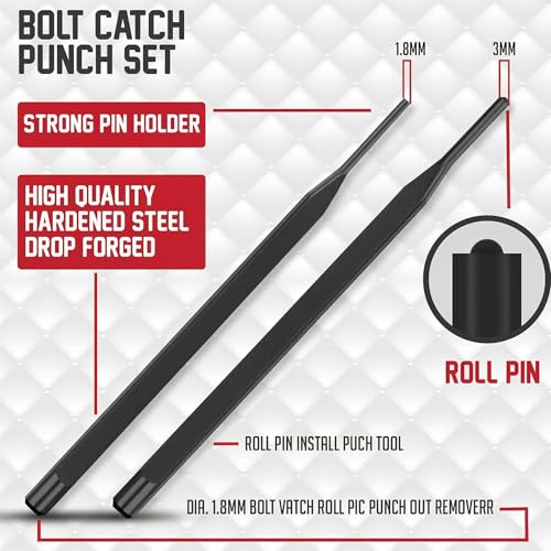 Gotical 4 -Pieces Roll Pin Punch Set and with Free Pivot Pin - Pieces Bolt Catch Install for Automotive, Watch Repair