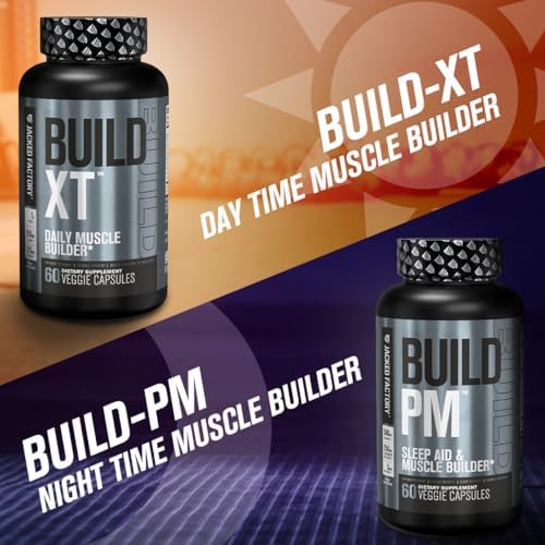 Jacked Factory Build PM Night Time Muscle Builder & Sleep Aid - Post Workout Recovery & Sleep Support Supplement w/VitaCherry Tart Cherry, Ashwagandha