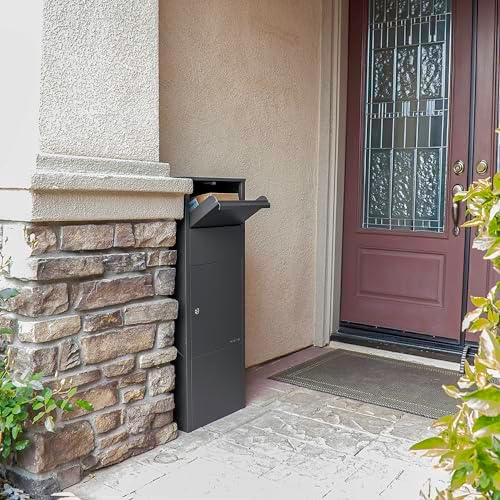 Large Steel Freestanding Floor Parcel Lockable Drop Slot Mail Box