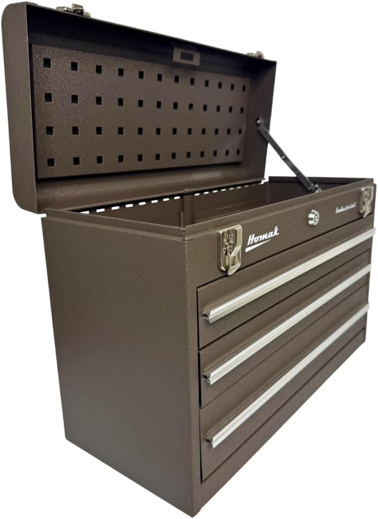 Homak Industrial 20-Inch 2-Drawer Friction Toolbox, Brown Winkle Powder Coat, BW00202200