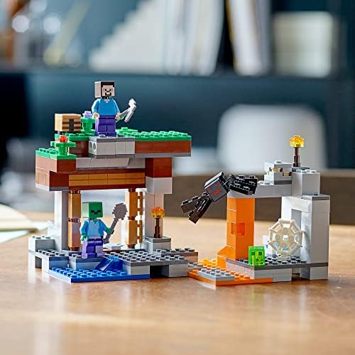 Lego Minecraft The Abandoned Mine Building Toy, Zombie Cave with Slime, Steve & Spider Figures, Gift idea for Kids, Boys and Girls Age 7 Plus 21166