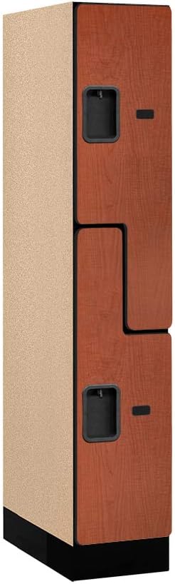 Salsbury Industries Double Tier 'S' Style Designer Wood Locker, Mahogany, 5' 3" x 15"