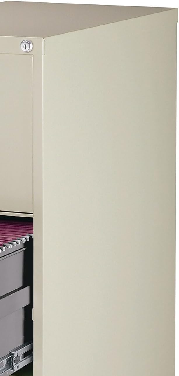 Staples 4-Drawer Vertical File Cabinet, Letter Size Documents, Lockable, 26.5" D x 15" W x 51.97" H, Putty/Beige
