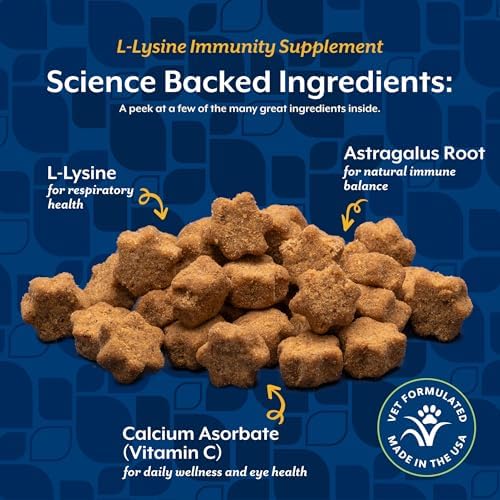 NaturVet L-Lysine Immune Support Plus Antioxidants Cat Supplement - 60 Ct | Support Eye Health, Immune System for Cats, Includes Amino Acids