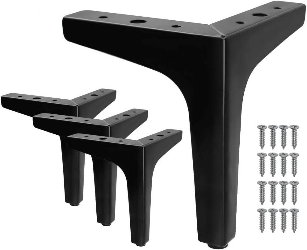 4 Pack 4 Inch Furniture Legs, Chrome Metal Polished Triangle Feet