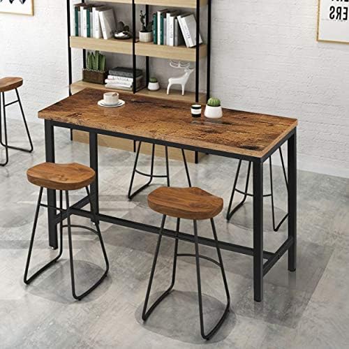 VEIKOU 47'' Industrial Bar Height Table, High Pub Table with Adjustable Legs and Sturdy Metal Frame, Rustic Brown