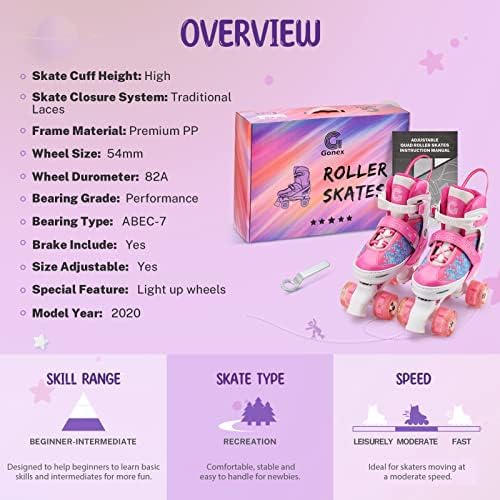 Gonex Roller Skates for Girls Kids Women with Light-Up Wheels