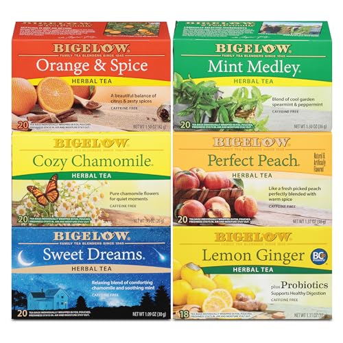 Bigelow Tea Green Tea Assortment, 64 Count (Pack of 1) | Individually Wrapped Tea Bags with Classic, Decaffeinated, Mint, Peach, Constant Comment, Lemon, Mango, and Earl Grey Teas