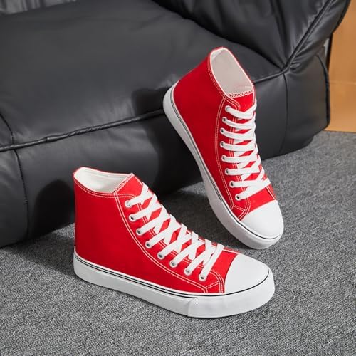 yageyan Men’s High Top Canvas Sneakers Fashion Lace up Walking Shoes Casual Classic