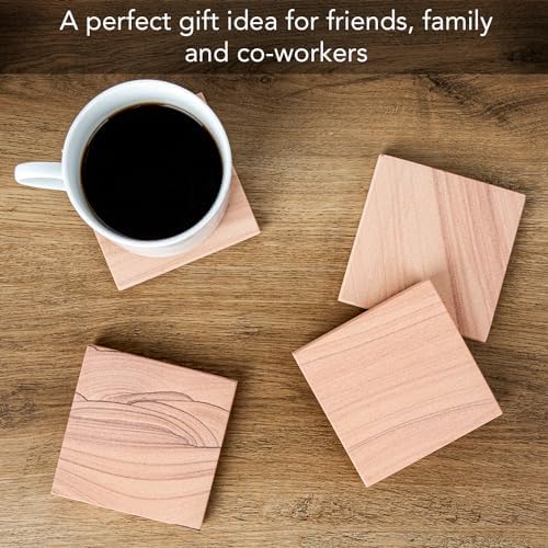 Thirstystone Sandstone Cinnabar Coasters | Protective Cork Backing, Eco-Friendly, Absorbent, Easily Wipes Clean