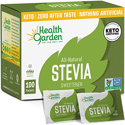 Health Garden Stevia Packets, 100 Count, Zero Calorie Sugar Substitute | Keto Certified, Diabetic-Friendly, Non-GMO