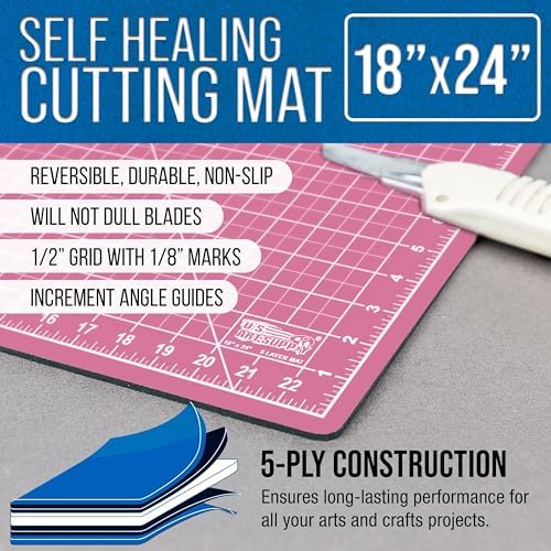 U.S. Art Supply 18" x 24" Self-Healing Cutting Mat 5-Ply - Double-Sided Green/Black Craft Mat, Non-Slip Cutting Mats for Crafts, Sewing, Quilting, Scrapbooking | Double-Sided Green/Black Craft Mat, Non-Slip Cutting Mats for Crafts, Sewing, Quilting, Scra…