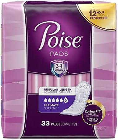 Poise Pads, Regular Length, Ultimate Absorbency 33 Pads (Pack of 2)