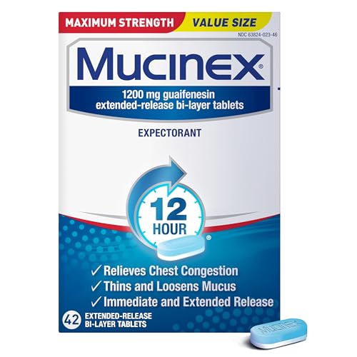Chest Congestion, Mucinex Maximum Strength 12 Hour Extended Release Tablets, 42ct