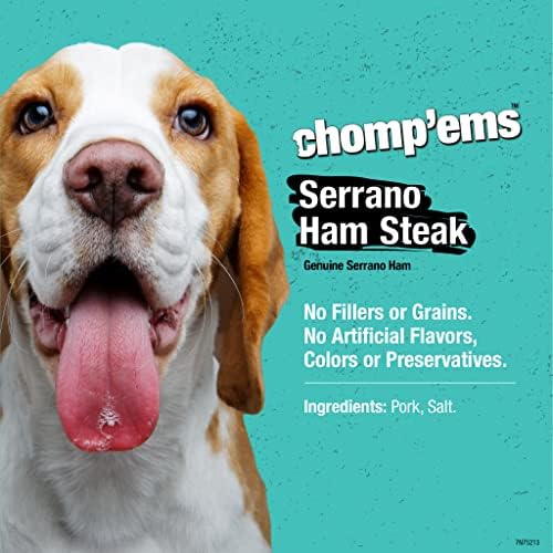 RUFFIN' IT CHOMP'EMS Serrano Ham Bone Wrapped in Real Prosciutto Ham, 1 Large Bone