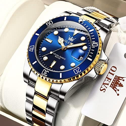OLEVS Watches for Men,Classic Luxury Big Face Men Watches, Silver Dress Stainless Steel Men Wrist Watch with Luminous Analog Relojes para Hombres