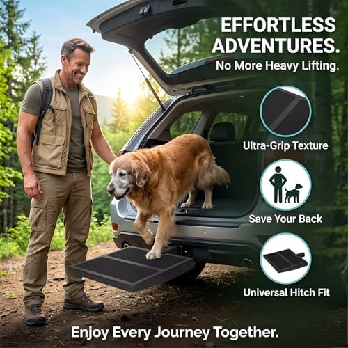 Pet Hitch Step for 2 Inch Trailer Receiver | Dog Hitch Step Help Dogs Get in & Out of Car SUV, Hitch Step for Dog Supports 200lbs