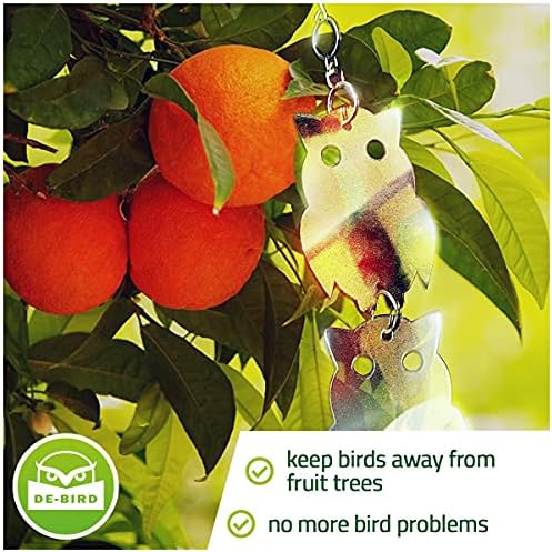 De-Bird Acrylic Reflective Owl Decoys - Sunlight-Activated Owl Reflectors to Scare Birds Away - Crow Deterrent for Patio & Garden - Outdoor Hanging