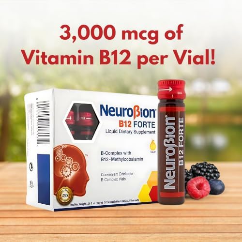 Neurobion Forte Vitamin B12 Methylcobalamin B6 B2 Niacin Liquid Shots Daily Energy & Nervous System Support Complex Easy Oral Drinkable10 Vials