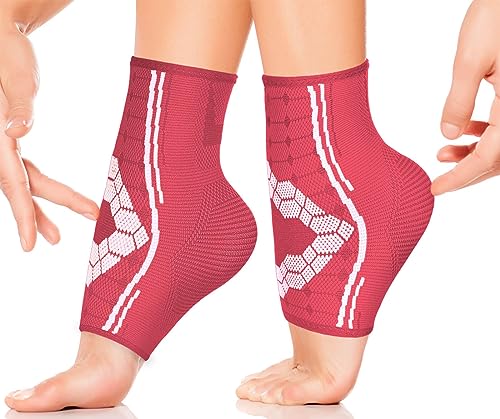 Sparthos Ankle Brace for Women & Men, Foot Compression Sleeve - Black-M | Plantar Fasciitis Socks, Arch Support, Ankle Wrap for Sprained Ankle, Achilles Tendonitis, Heel Pain & Swelling Relief, Pair