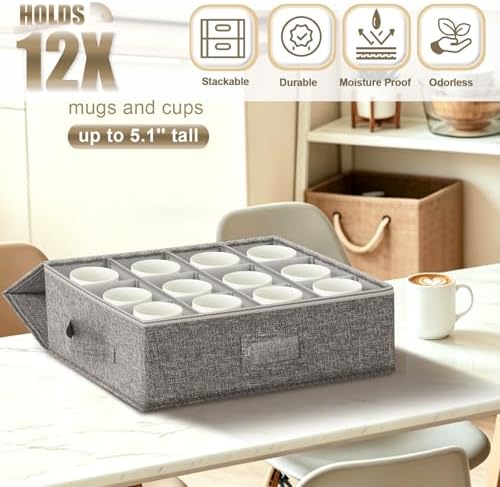 4PCS China Storage Containers, Hard Shell Dish Storage Containers w/ Felt Dividers, Quilted Plate Storage Cases for 12 Place Setting Charger Plates Dinnerware, Stackable Moving Boxes for Dishes