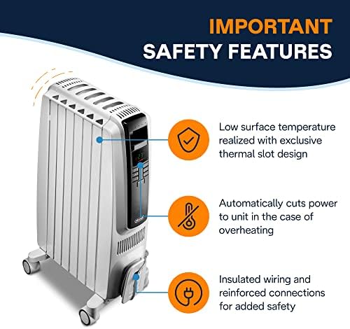 De'Longhi Dragon Digital Oil Filled Radiator Heater, 1500W Electric Space Heater for indoor use, programmable timer, Energy Saving, full room heater with safety features TRD40615E