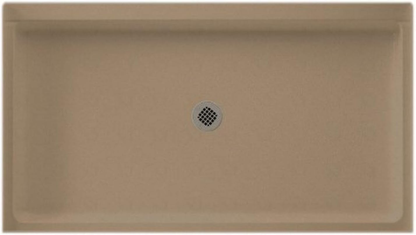 Swan SF03454MD.011 54-in L x 34-in W x 5.5-in H Solid Surface Shower Base, Tahiti White