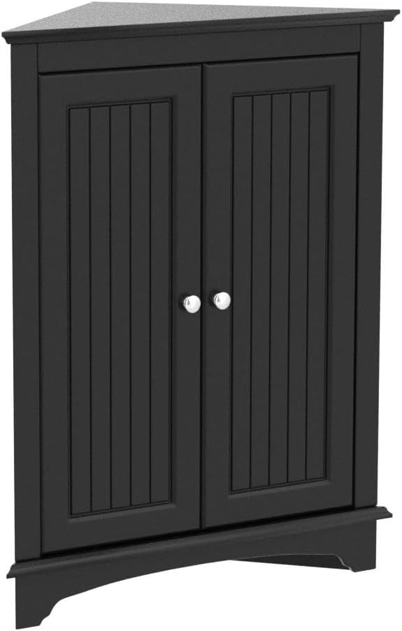 Spirich Corner Bathroom Cabinet with Doors and Adjustable Shelf, White
