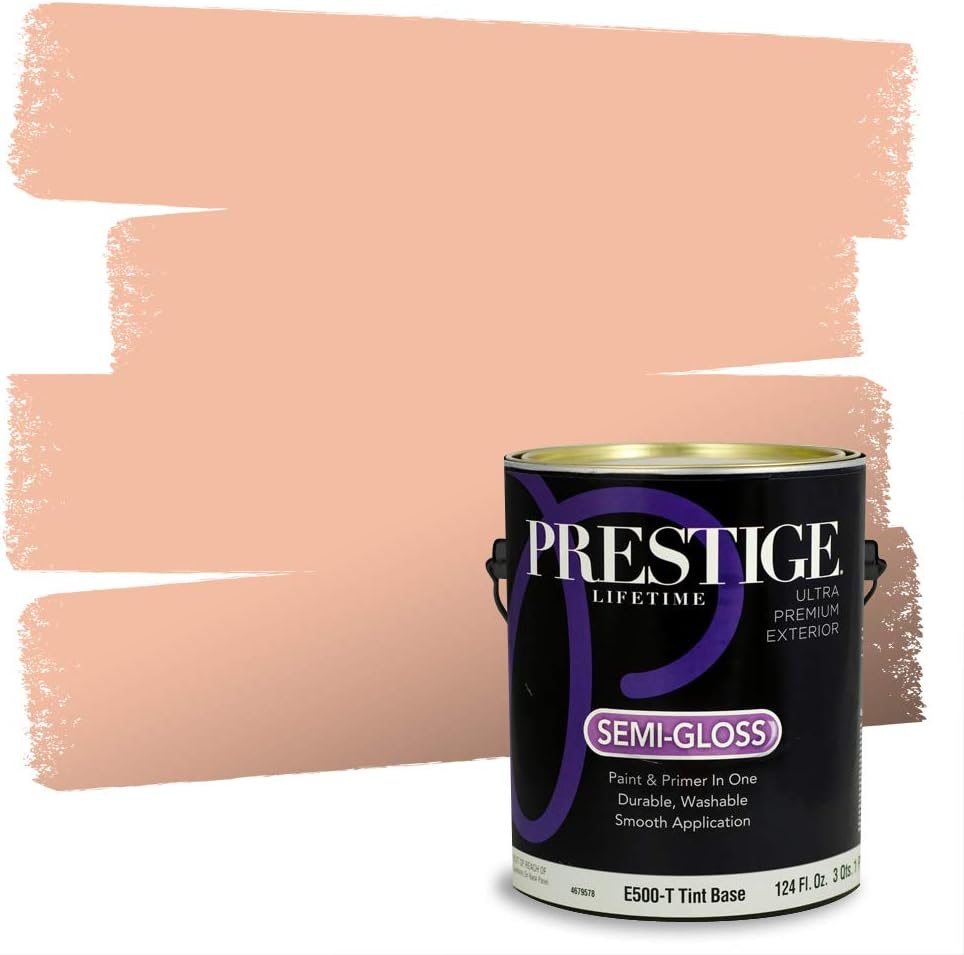 PRESTIGE Paints Exterior Paint and Primer In One, 1-Gallon, Semi-Gloss, Comparable Match of Sherwin Williams* Captivating Cream*