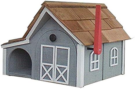 Dutch Barn Style Wooden News Mailbox Light Gray w/White Trim Amish Made in USA