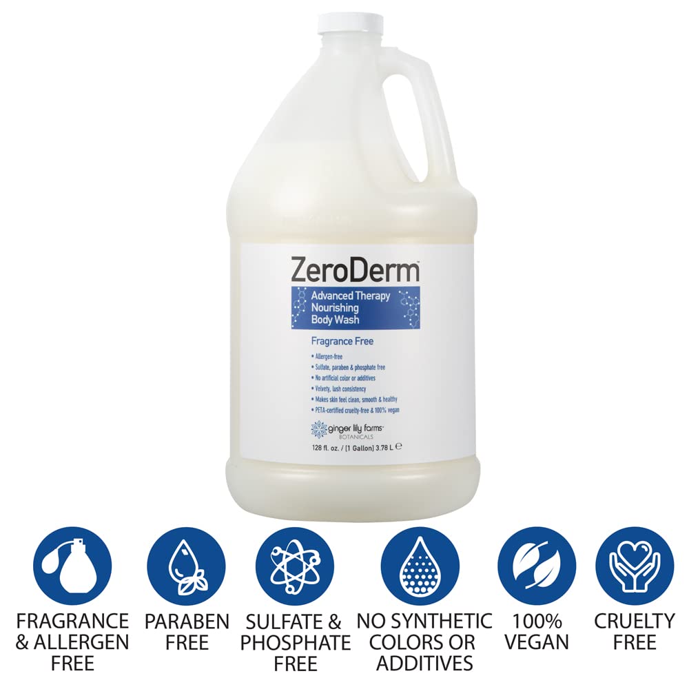 Ginger Lily Farms ZeroDerm Body Wash, 128oz, Fragrance Free