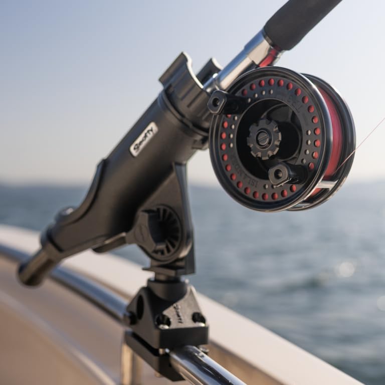 Scotty #230 Powerlock Rod Holder with #241 Side/Deck Mount, Adjustable Boat Fishing Rod Holder, Universal Cradle Design, Side or Deck Mount Installation, Marine-Grade Construction