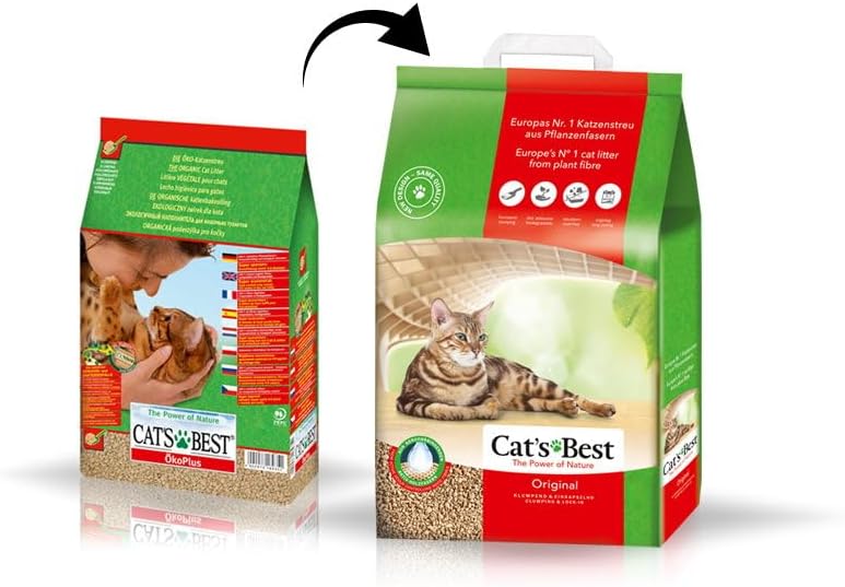 Cat's Best Original Clumping Wood Fibre Cat Litter 20 L / 8.6 kg | Clumping wood fibre cat litter - odour encapsulating, biodegradable, flushable - long-lasting and economical granules