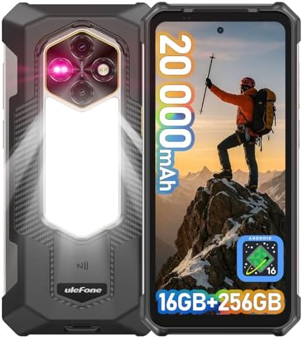 Ulefone RugKing 5 Pro Rugged Smartphone Android 16, 20000mAh(33W), 16GB(8+8)+256GB, 64MP+20MP Night Vision, 6.78" FHD+ Corning Gorilla Glass