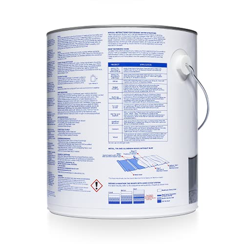 Ames Maximum Stretch - Waterproof Sealant Membrane - Perfect For Roofing, Repairs, Concrete, EPDM & Wood - Liquid Rubber Sealer - Up To 650% Elastic - Made in USA, White, 4.6 Gallon (Pack of 1)