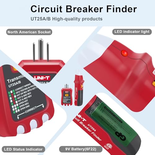 UNI-T AC Circuit Breaker Finder and Tracer Tool Kit with Electrical Integrated GFCI Outlet Tester